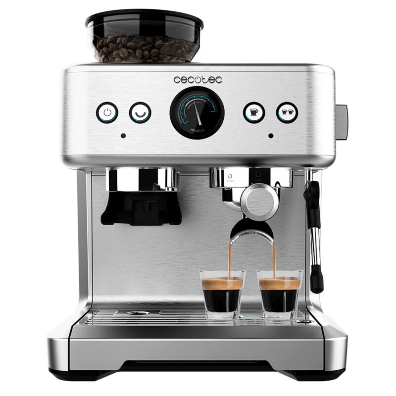 Cecotec Power Espresso 20 Barista Maestro Espresso Machine with Grinder, 20 Bar – Silver
