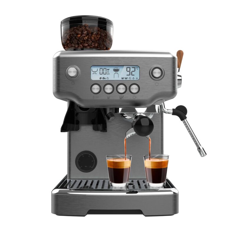 Cecotec Power Espresso 20 Barista Steel & Grind Espresso Machine with Grinder, 20 Bar – Stainless Steel