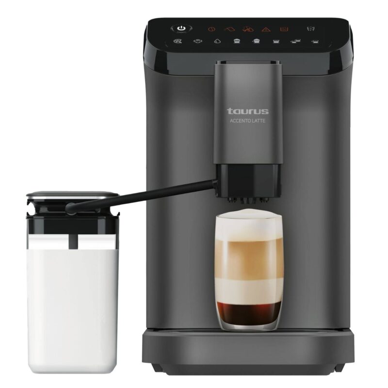 Taurus Accento Latte Bean to Cup Coffee Machine with Milk Carafe – Grey