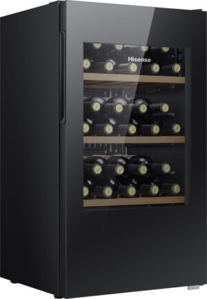 Hisense RW12D4NWG0 Freestanding Wine Cooler, 30 Bottles – Black