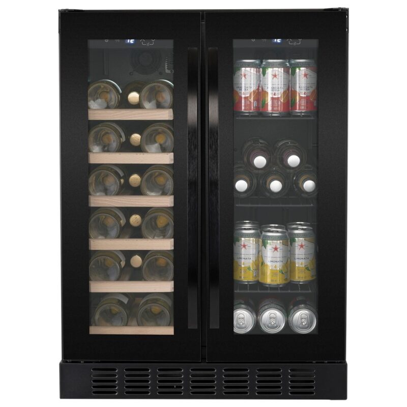 eiQ60DDWINEBG_1_Supersize.jpg electriQ eiQ60DDWINEBG Dual Zone Wine and Drinks Cooler, 34 Bottle – Black Glass