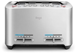 Sage The Smart Toast BTA845UK 4 Slice Toaster, Motorised Lowering – Silver