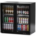 Adexa BC02PP Back Bar Cooler, 2 Hinged Doors, 220 L – Black