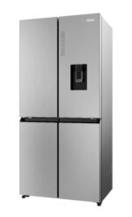 Haier HCR3818ENMM 4-Door American Fridge Freezer, 467 L – Stainless Steel
