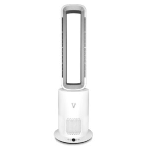Vortex Air Cleanse Bladeless Oscillating Hot & Cool Tower Fan with HEPA Filter – White