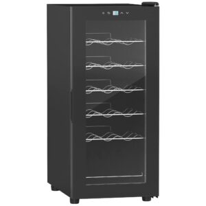 HOMCOM 50 L Freestanding Wine Cooler, 18 Bottles – Black