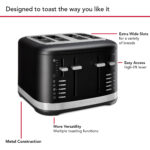 KitchenAid 5KMT4109BBM Tostadora manual de 4 ranuras, palanca de elevación extra – Negro
